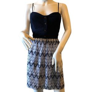 THREE PINK HEARTS Sun Dress.‎ Large. Blue and White